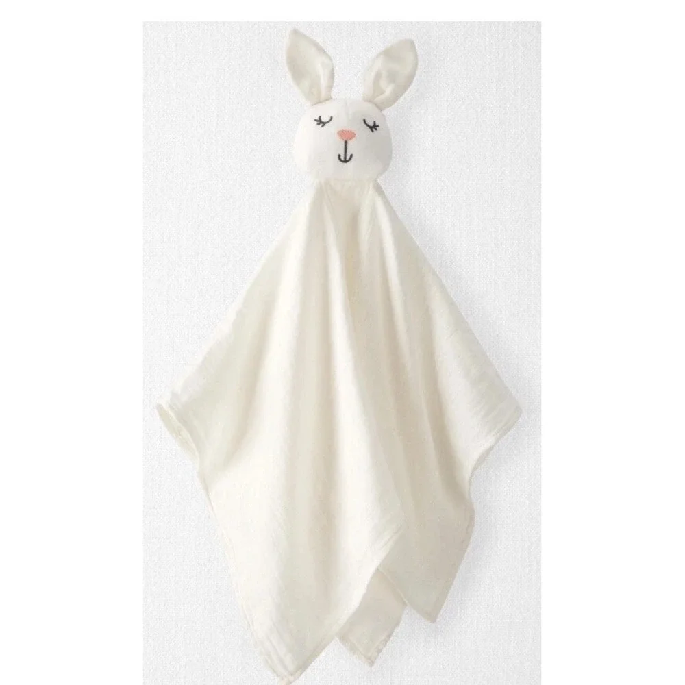 Carter's Baby Organic Cotton Bunny Lovey Muslin Plush Blanket Little Planet NWT